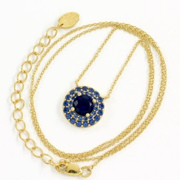 Solid 925 SS & Yellow Gold Overlay Sapphire - Picture 3 of 7